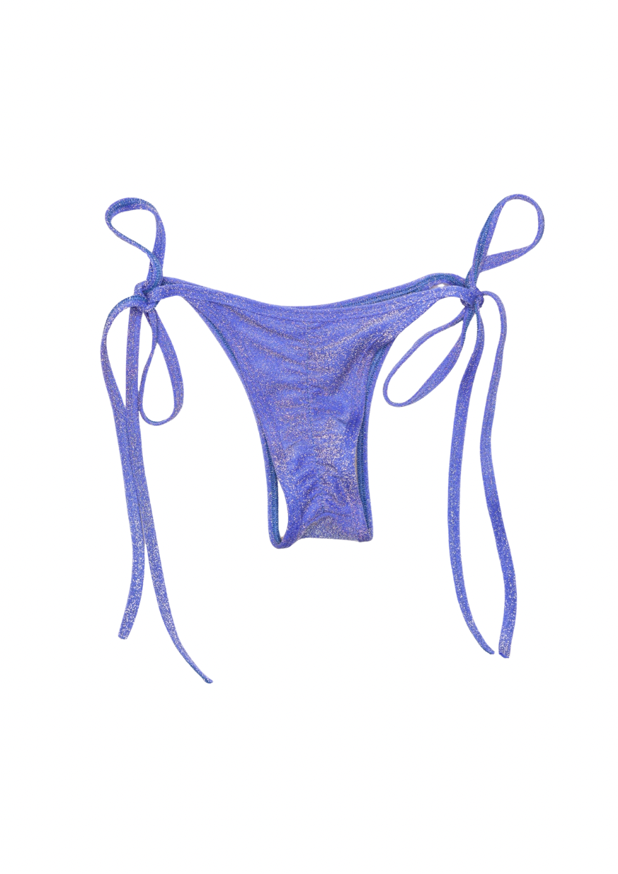 tie side scrunch brazilian bikini bottom in sparkle blue sedona fabric