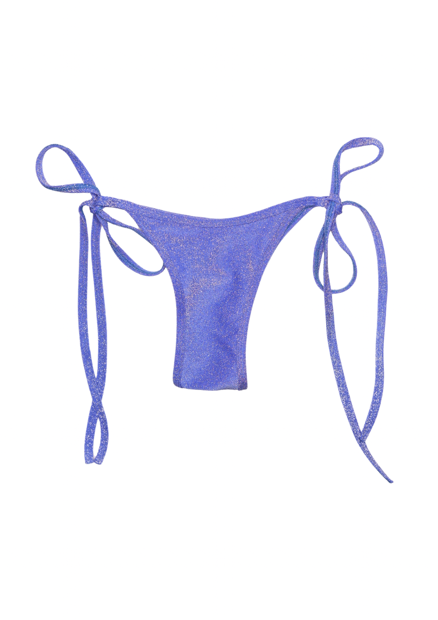 tie side scrunch brazilian bikini bottom in sparkle blue sedona fabric