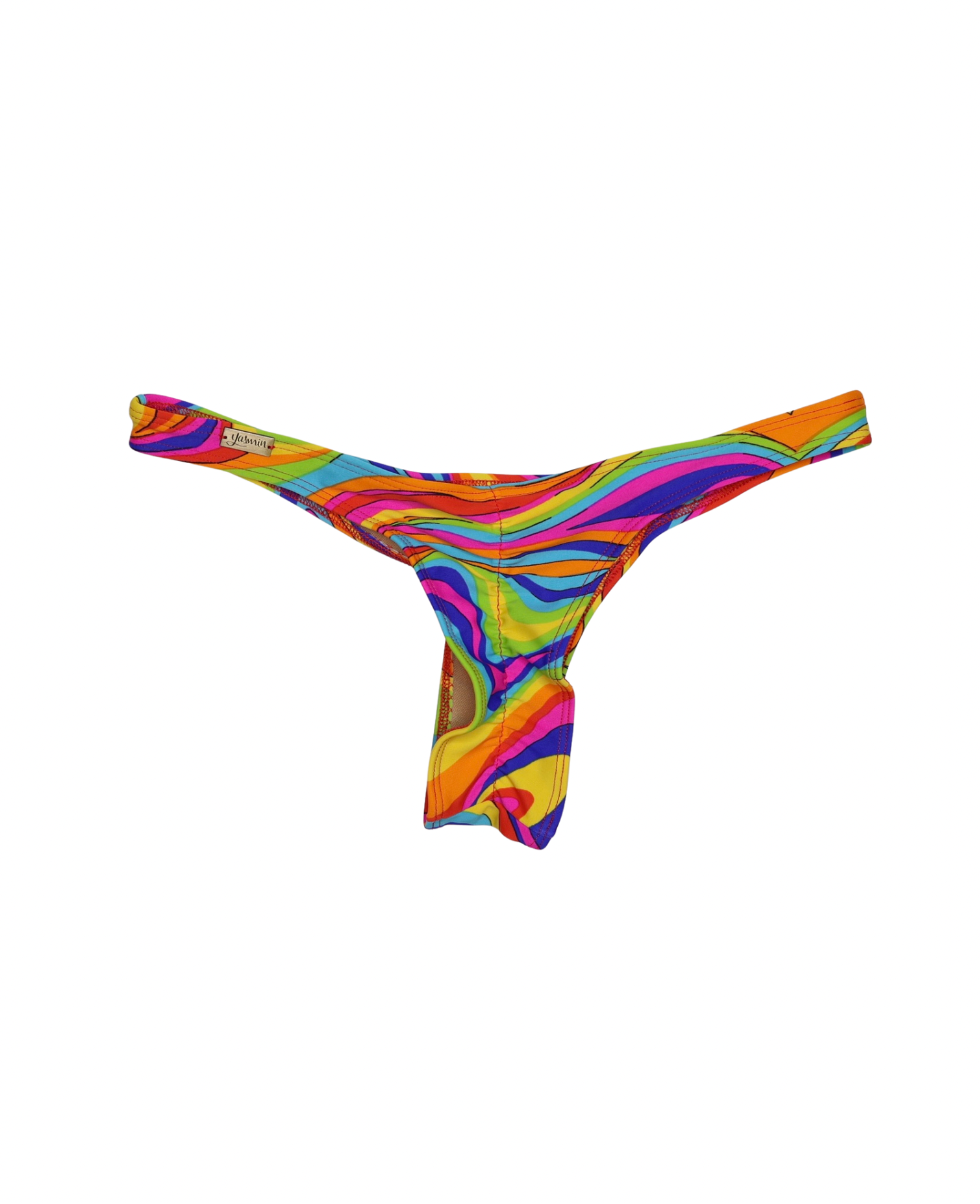 Siren Glow swirl print brazilian bikini bottom with cheeky scrunch cut, handmade swimwear