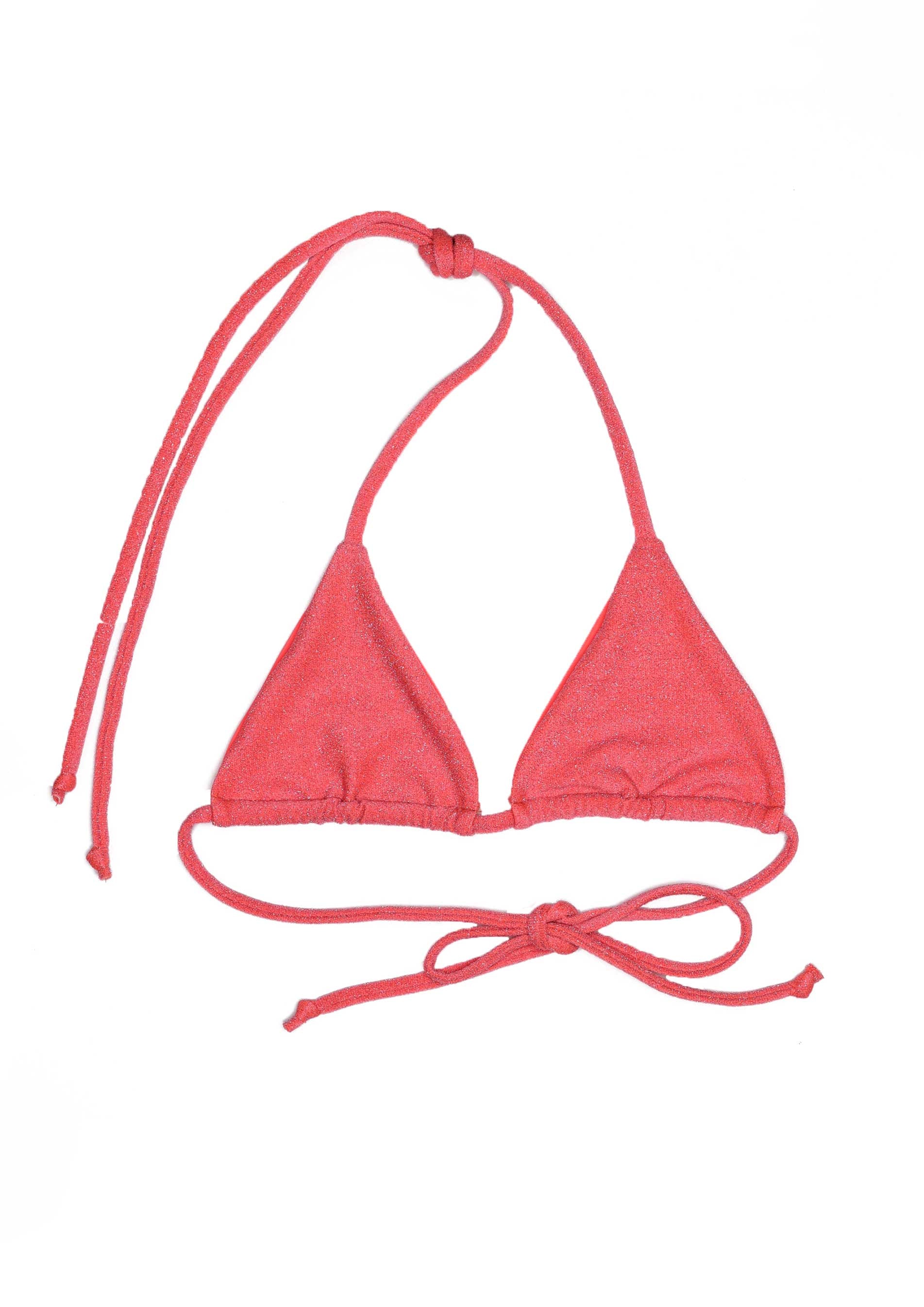 seamless triangle top in sparkle watermelon silver