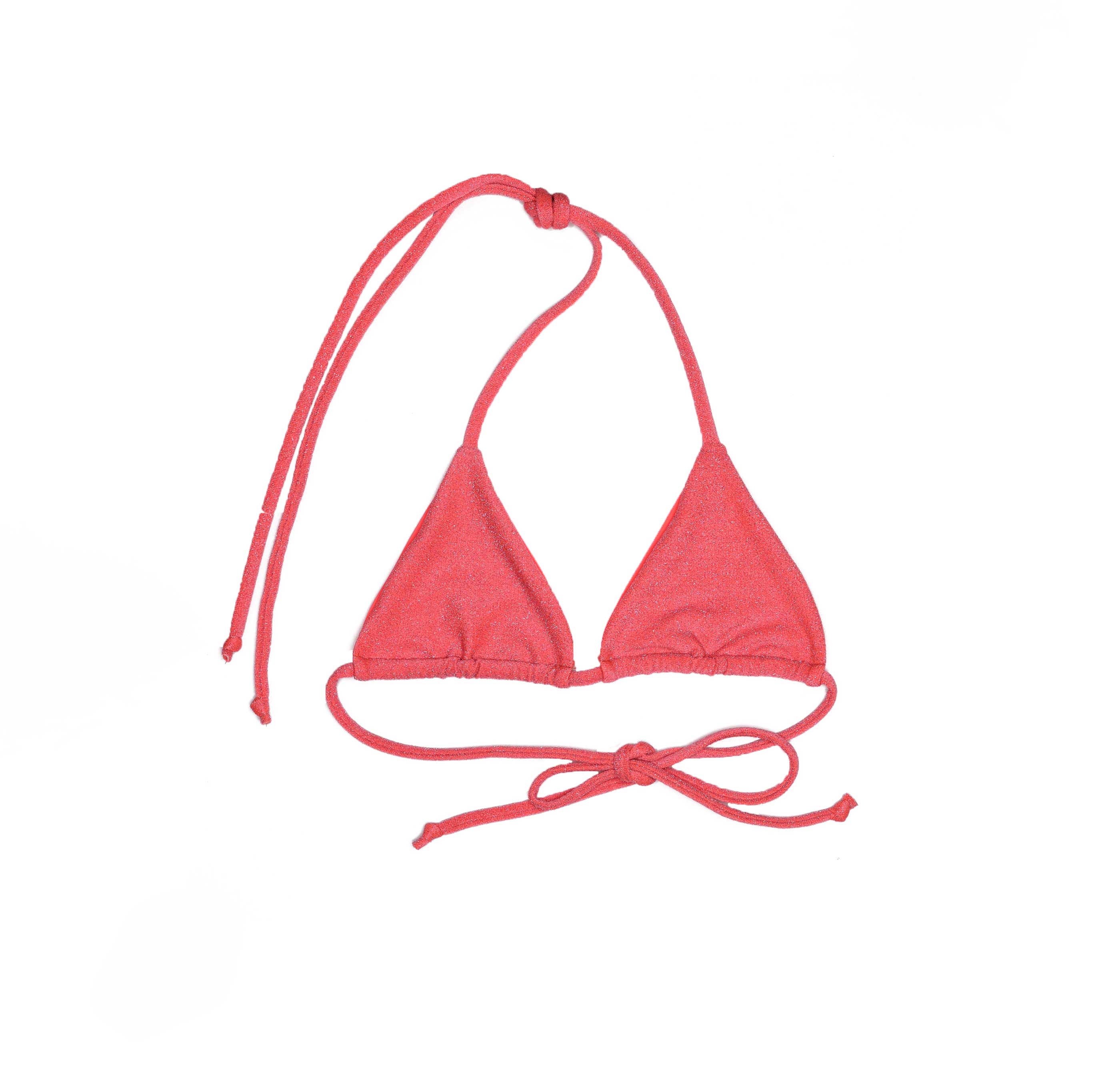 seamless triangle top in sparkle watermelon silver