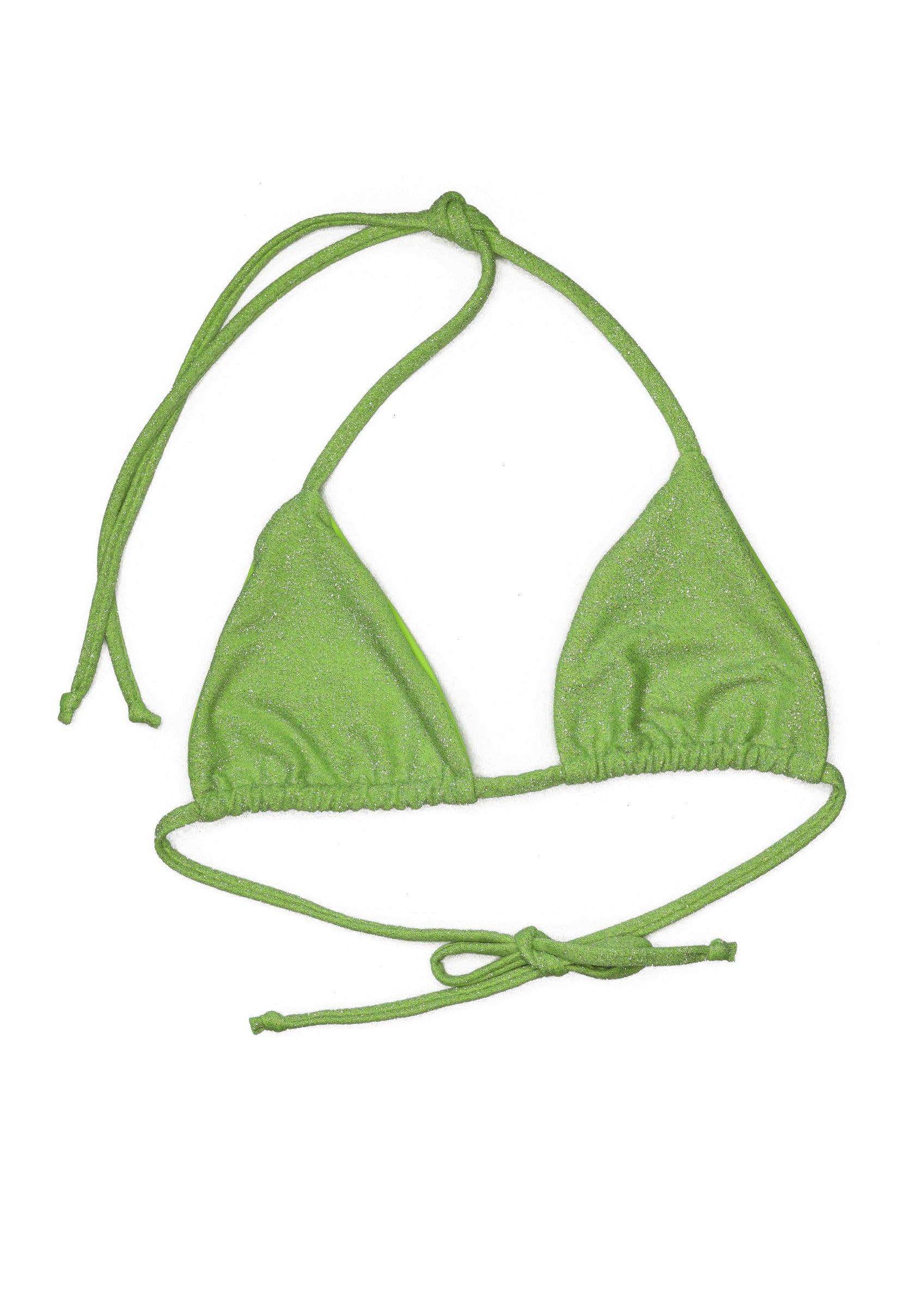 seamless triangle top in sparkle lemonade silver