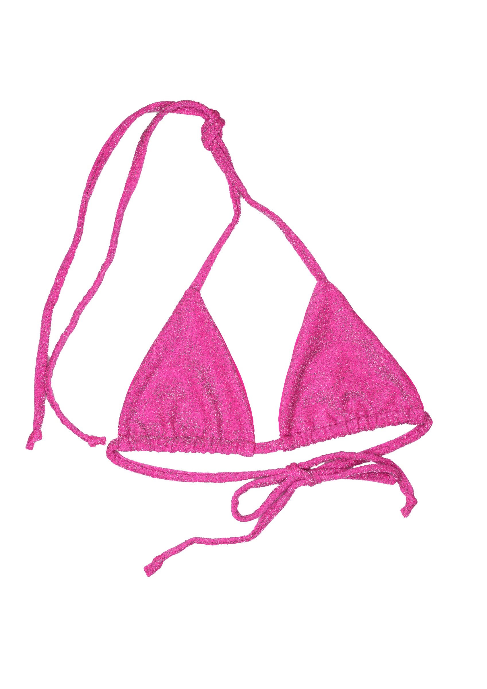 seamless triangle top in sparkle pink silver