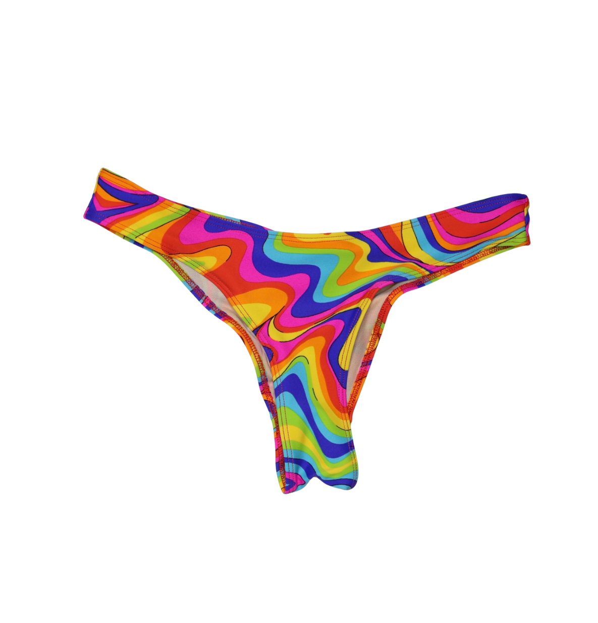 Siren Glow cheeky laguna bikini bottom with thicker side straps and multicolor swirl print
