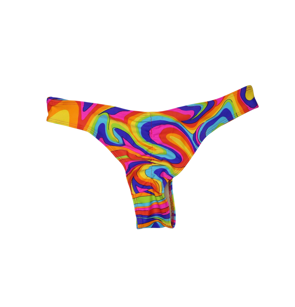 Siren Glow cheeky laguna bikini bottom with thicker side straps and multicolor swirl print