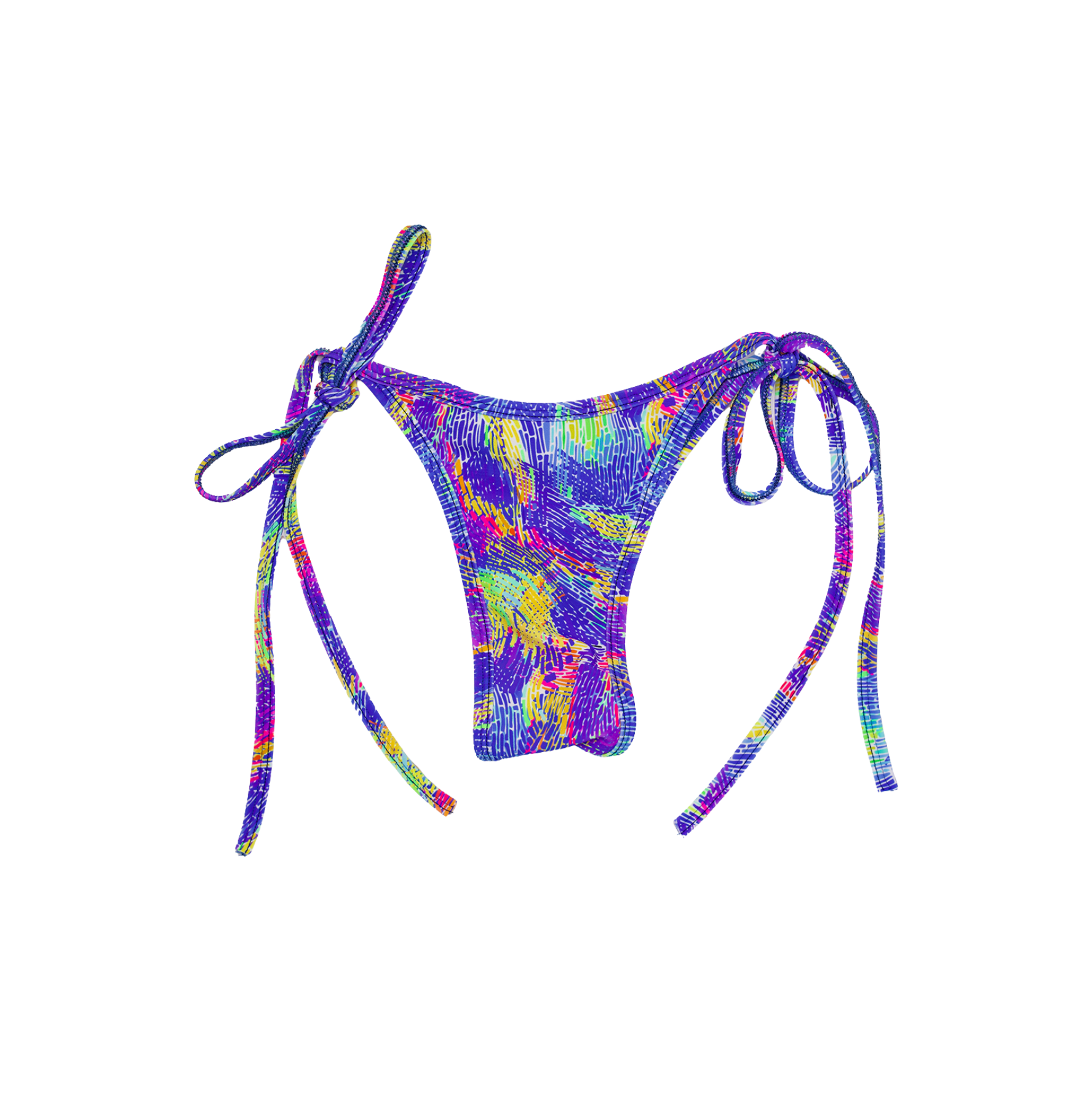 Electric Fiesta multicolor tie-side Brazilian bikini bottom with cheeky fit