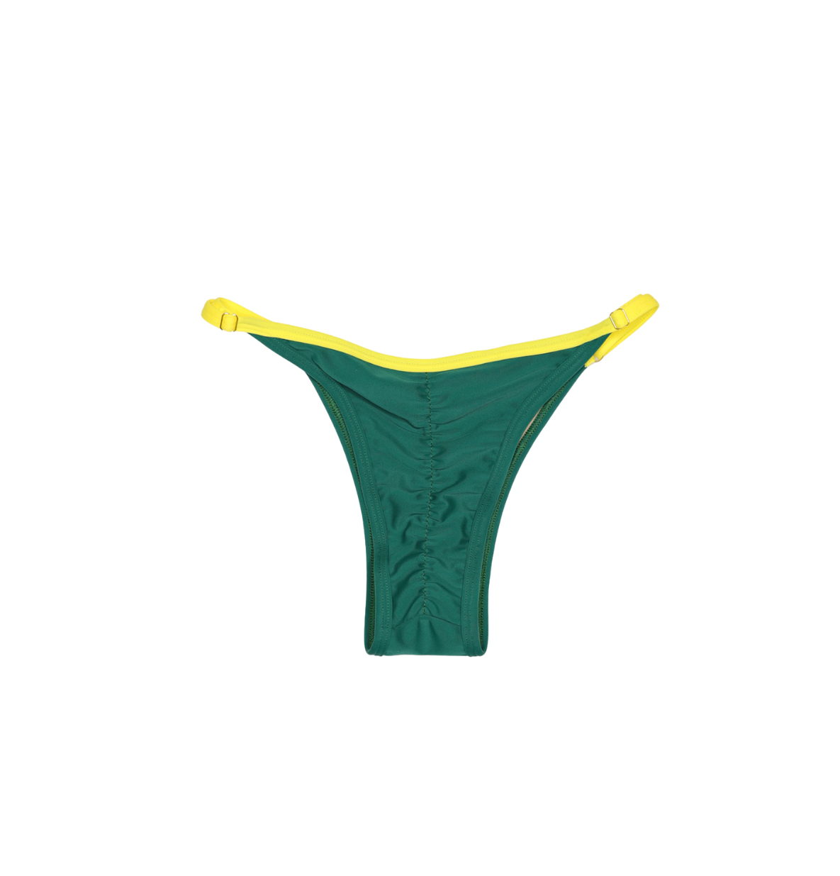 Evergreen Brazilian bikini bottom with aurora adjustable sides, brazilian scrunch cheeky swimwear