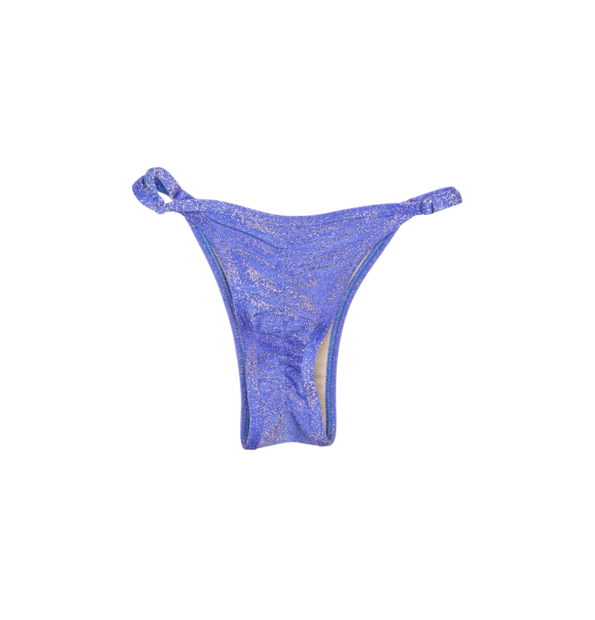 adjustable scrunch bikini bottom in sparkle blue sedona fabric