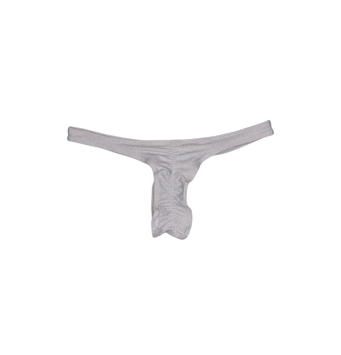 scrunch bikini bottom in sparkle white silver fabric