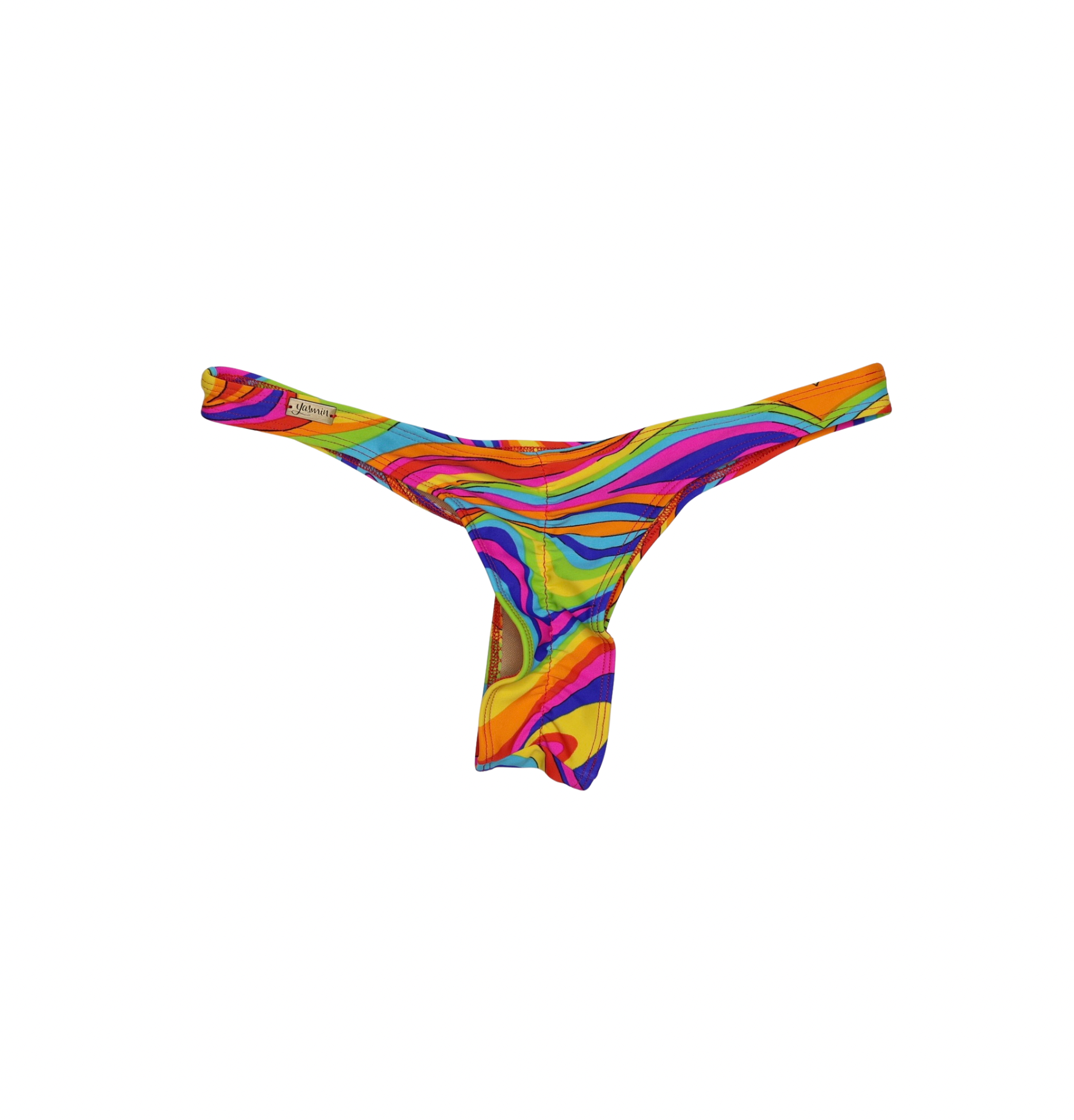 Siren Glow swirl print brazilian bikini bottom with cheeky scrunch cut, handmade swimwear