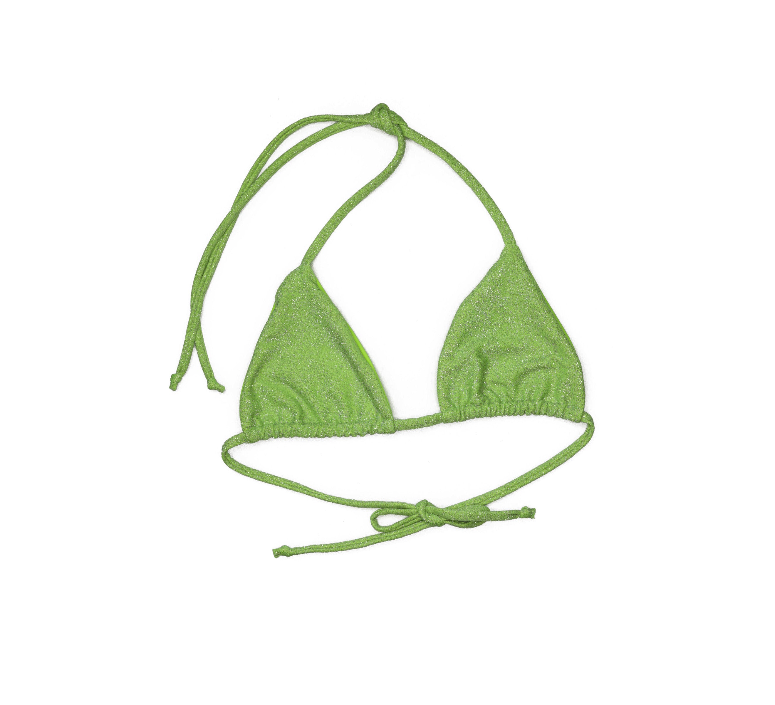 seamless triangle top in sparkle lemonade silver