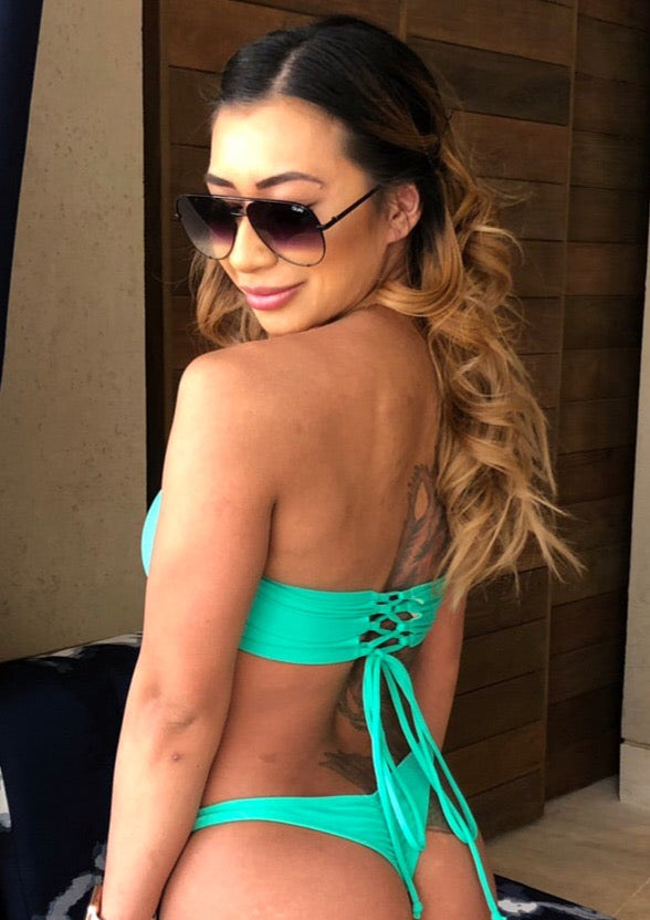 Strappy top in aquamarine - Yasmin Swimwear