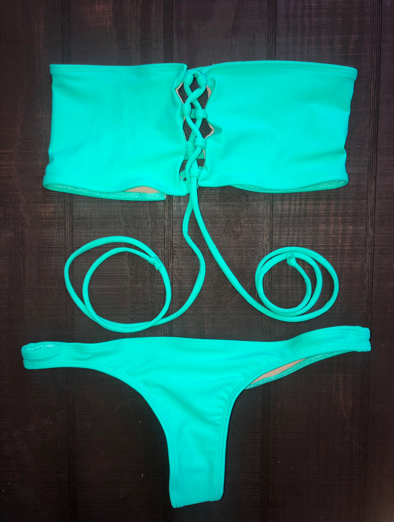 Strappy top in aquamarine - Yasmin Swimwear