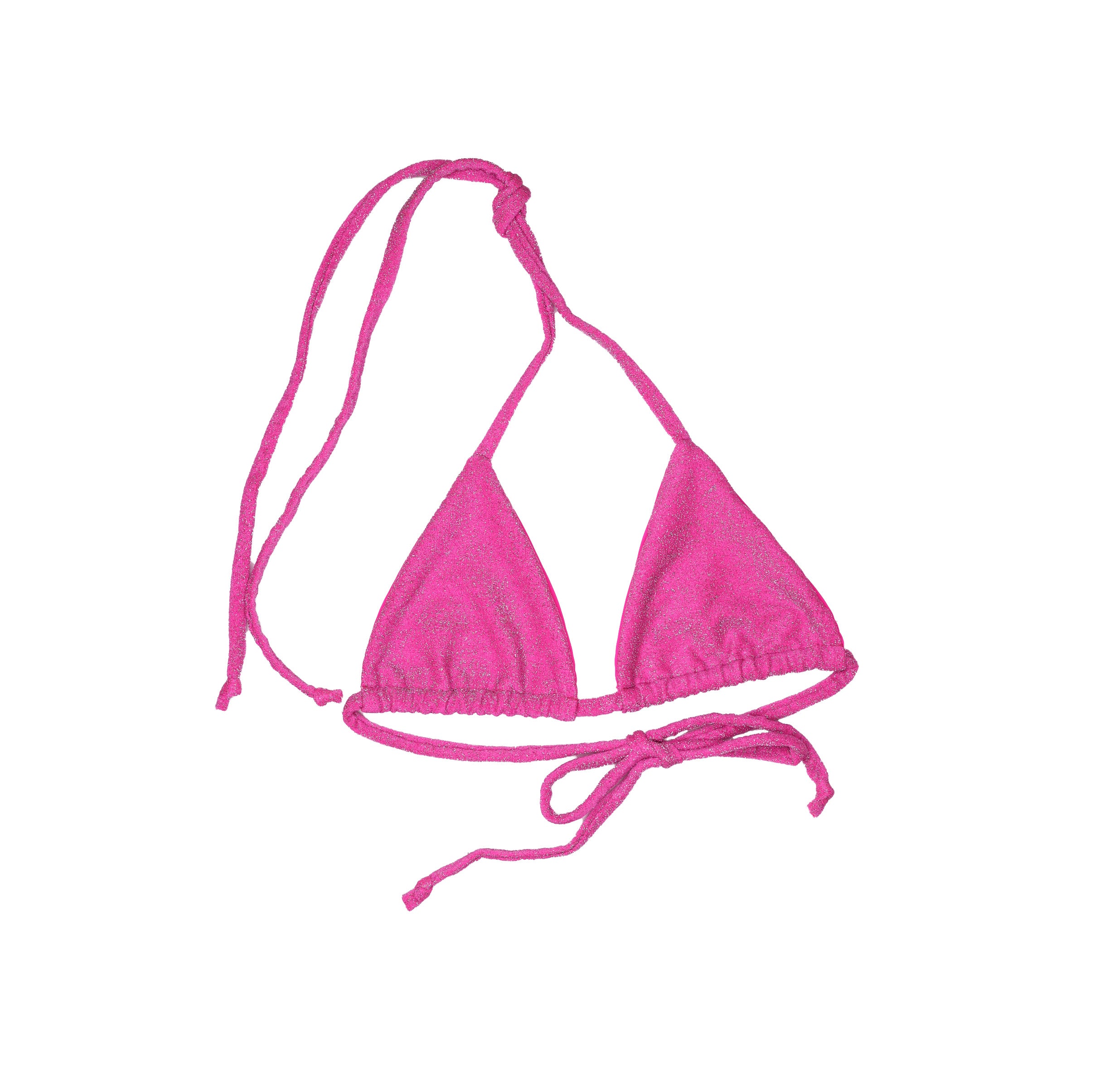 seamless triangle top in sparkle pink silver